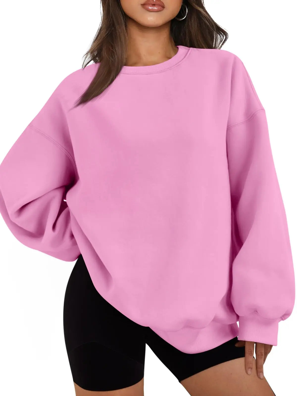 Loose Solid Color Women's Cotton Hoodies Casual Autumn Winter Fleece Sweatshirt Oversize Pullover O-Neck Top Hoody Couple Unisex