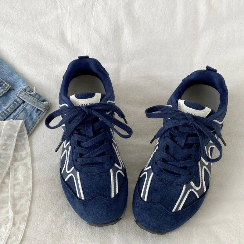 Women Flat Sports Shoes 2026 Spring New Round Toe Soft Sole Anti-slip Wear-resistant Low-top Single Shoe Fashion Casual Sneakers