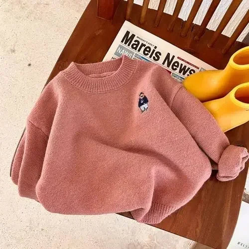 Kids' Sweater 2023Autumn New Boys and Girls Cartoon Sweater Baby Low Collar Bear Sweater Trendy Net Red Fashion
