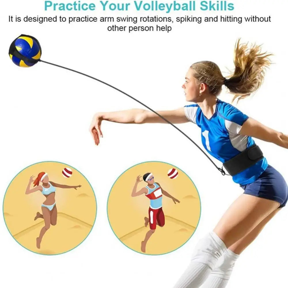 1 Set Sports Practice Tool Volleyball Spike Trainer Soccer Serving Football Kick Belt Adjustable Elastic Training Aid