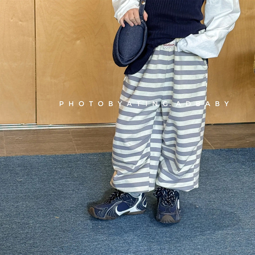 Kids Striped Pants 2026 Spring Autumn Cotton Baby Boys Casual Pants Toddler Loose Sweatpants Children's Trousers