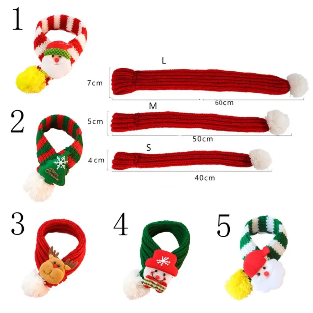 Pet Grooming Accessories Elk Puppy Kitten Christmas Scarf Snowman Cartoon Pet Warm Knitted Scarf Thicker Fleece Cat Scarf Autumn