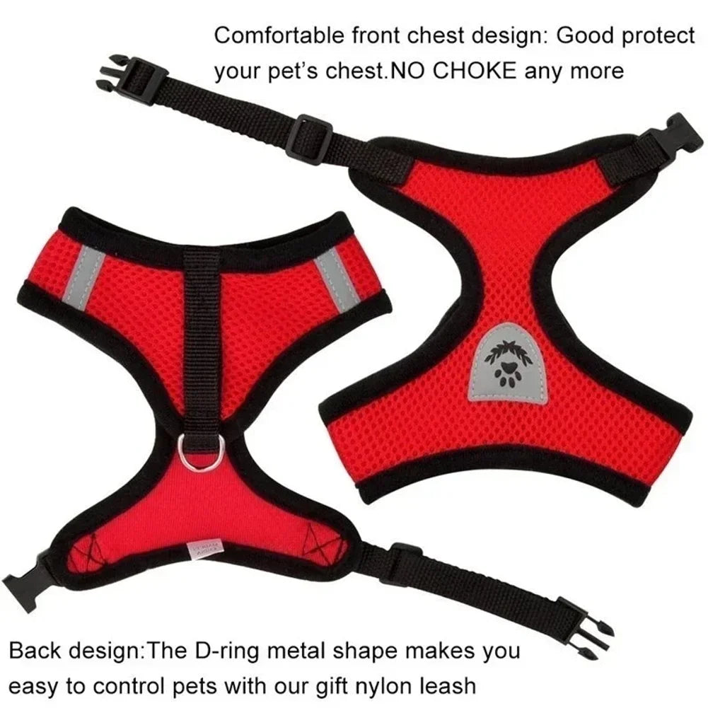 Cat Harness Vest Walking Lead Leash For Puppy Dogs Collar Polyester Adjustable Mesh Dog Harness For Small Medium Pet Accessories