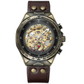 Men Automatic Mechanical Watch  Alloy Case Hollow Dial  Strap   Business Luxury Self Winding Wristwatch Gift for Gentlemen Male
