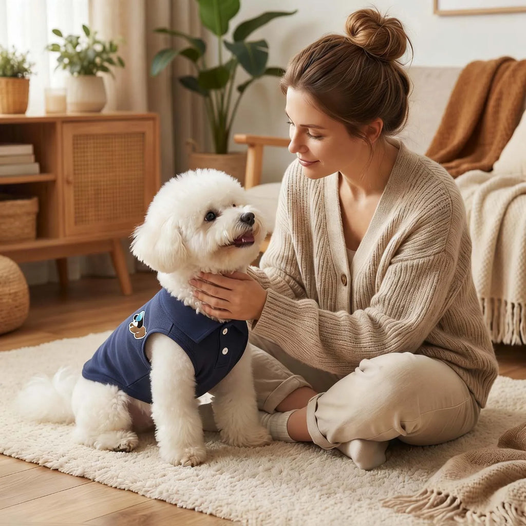 Fashion Embroidered Dog Polo Shirt Breathable Sleeveless Pet Clothing For Small Breeds Outdoor Walking Pet Outfit