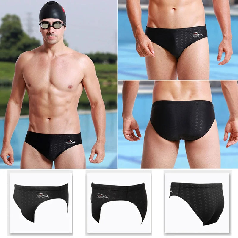 Professional Sharkskin Swim Competition Briefs Men Sport Trunks Waterproof Shorts Swimwear Quick Dry Swimsuit Breathable Briefs