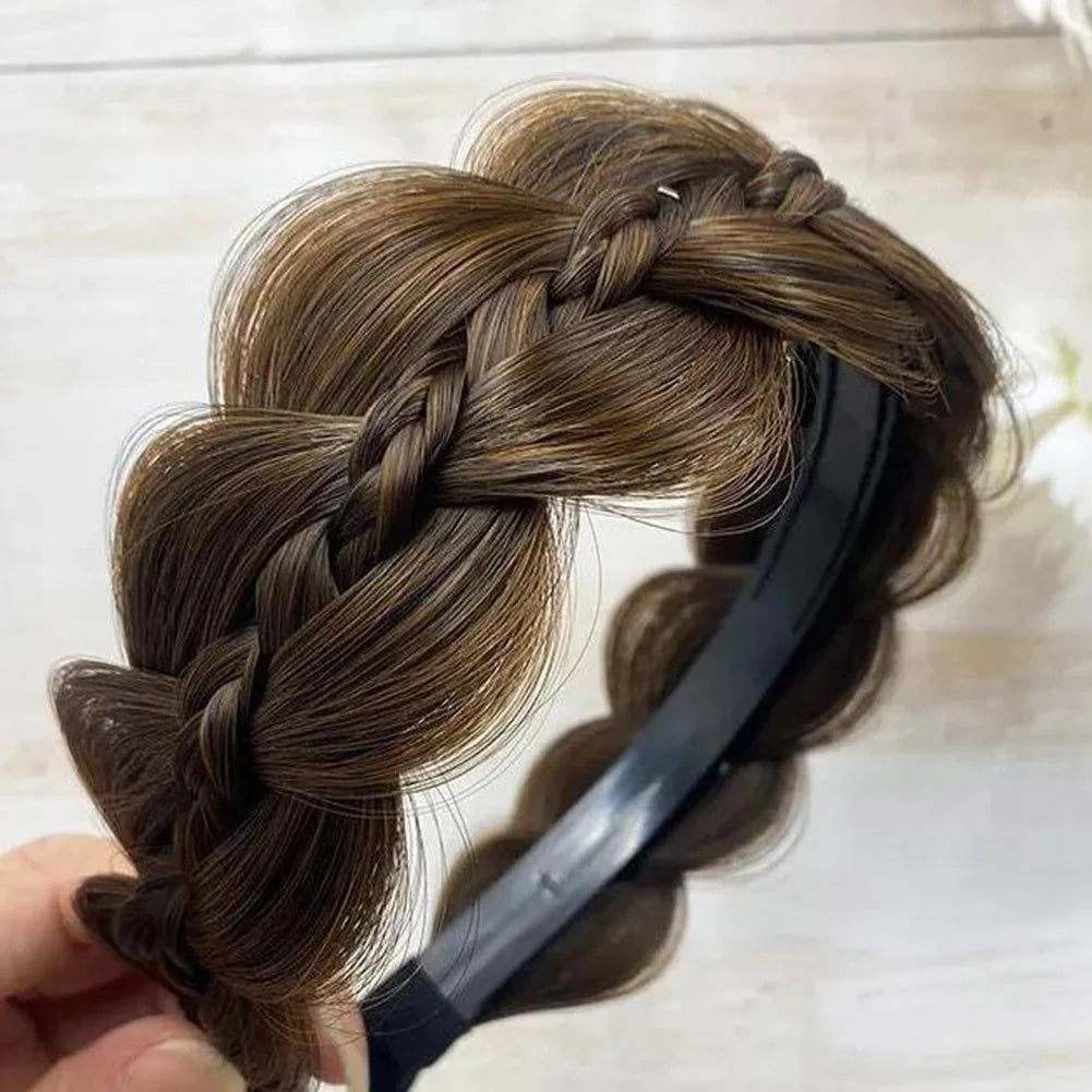 Women Wig- Headbands For Women Wide Fishbone Braids Hairbands Handmade Retro Head Hoop Hair Styling Headwear Accessories