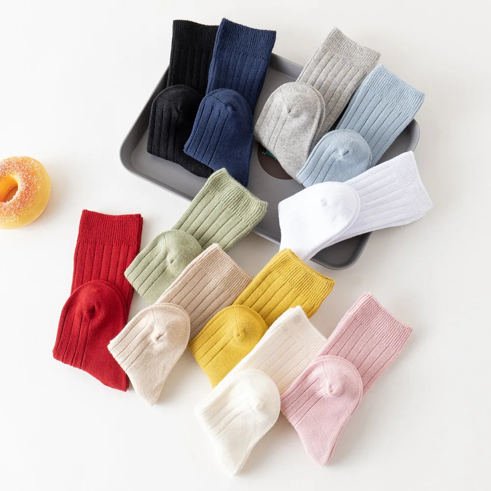 Baby Socks Newborn Kids Infant Girls Boys Knee High Sock Toddler Girl Solid Cotton Stripe Plain Long Sock For 0-3Years Children