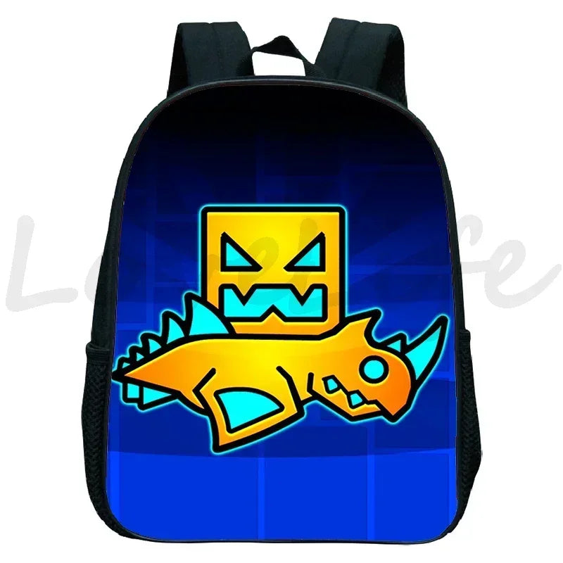 Children Backpack Anime Small Bookbag Kids Cartoon School Bags  Angry Geometry Dash Kindergarten Backpacks Boys Girls Rucksack