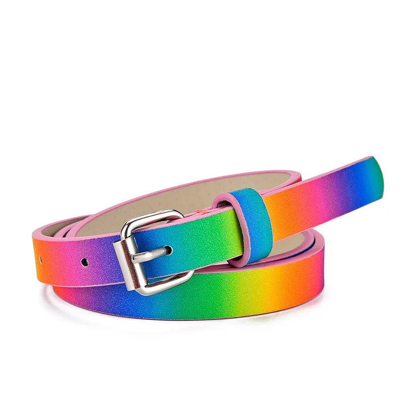 New Children's Belt Fashion Glitter Thin Belt Casual Trend Youth Belt Primary School Boys and Girls' Belts Jeans Short Belt