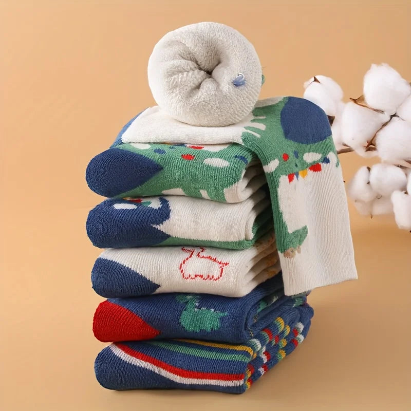 Winter Socks Baby Socks 5 Pairs /bag Warm Cotton Cartoon Socks Kids Girls Boys Thicken Sock
