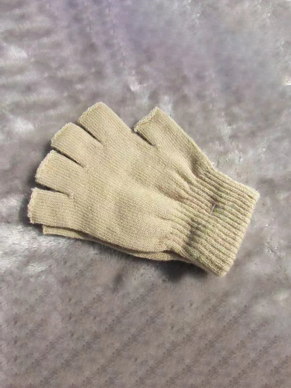 1 pairChildren Magic Knitted Gloves Kids Stretch Half Finger Glove Winter Warm Mittens Solid Fingerless Gloves Girls Soft Wrist