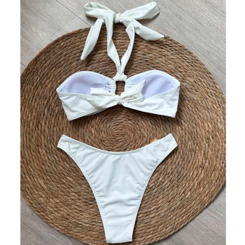New Sexy White Bikinis Women's Swimwear Female Swimsuit For Swim Wear Bathing Suits Brazilian Bikini Set Beachwear Pool Bather