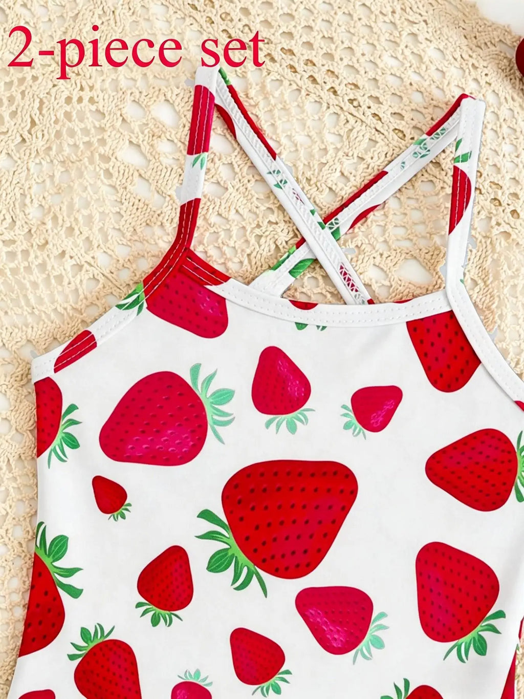 Girls' Summer Casual Swimwear Children's Red and Pink Swimsuit Set, Girls' Strapless One-Piece Swimsuit + Beach Skirt Two-Piece Set Suitable for Girls Aged 4-12, Beach Swimwear Outfit