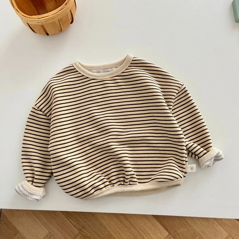 Children's T-shirts Striped Clothing Casual Long Sleeve Tee Autumn Spring Baby Toddler Boys Girls Tops 1-8Y Kids T-shirt Clothes