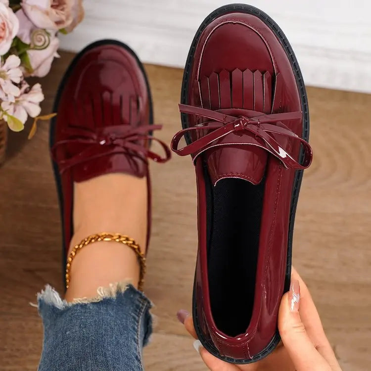 Loafers for Women Platform PU Leather Casual Shoes Woman Spring New Comfort Tassel Slip on Flats Single-shoe Plus Size 2026