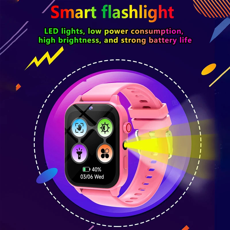 Kids Game Smart Watch Flashlight Waterproof HD Camera Sleep Tracker Alarm Music Sports Watch For Boys Girls Birthday Gift