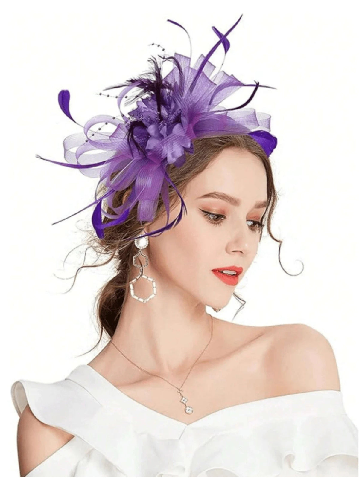 Fascinators Hats For Women Tea Party Hats 1950s Kentucky Derby Hats Feather Hair Clip For Bride Wedding Party