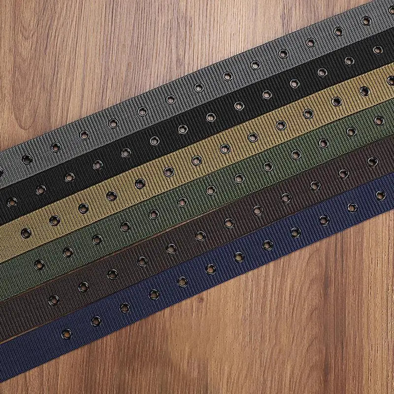 Men's Belt Porous Canvas Pin Buckle Leather Belt Outdoor Sports Belt Women's Trendy Eyelet Belt With Jeans Belt For Men Women