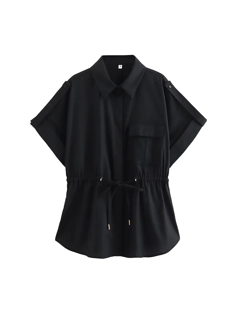 KONDALA Vintage Casual Solid Women Suit Single Breasted Short Sleeve Shirt Loose Long Pants Chic Fashion 2025 Summer Basics Sets