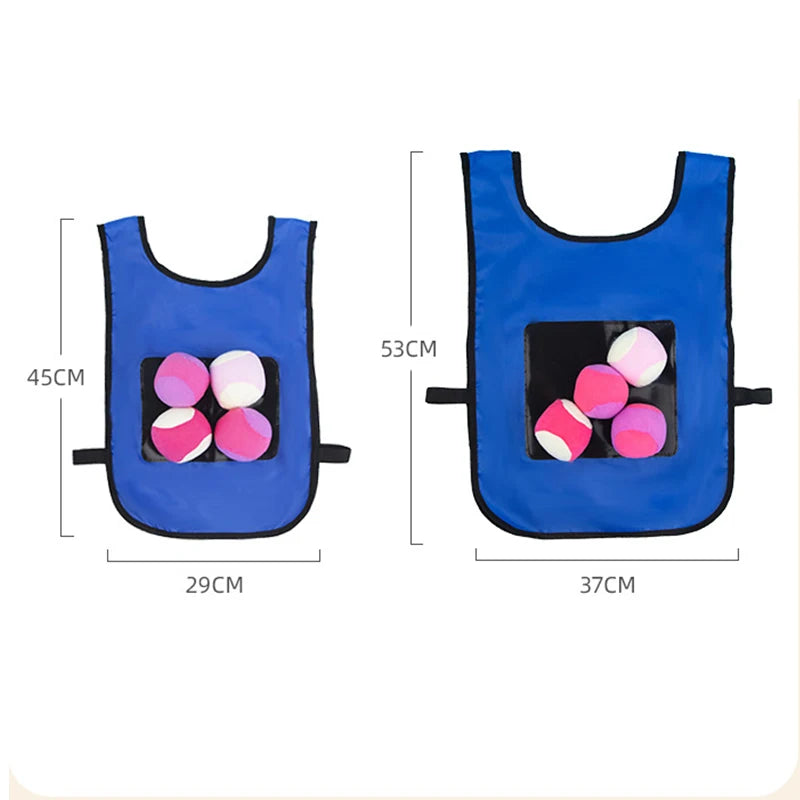 Kids Outdoor Sports Toy Vest Sticky Jersey Game Waistcoat With Sticky Ball Throwing Parent-child Interactive Exercise Toys Gift