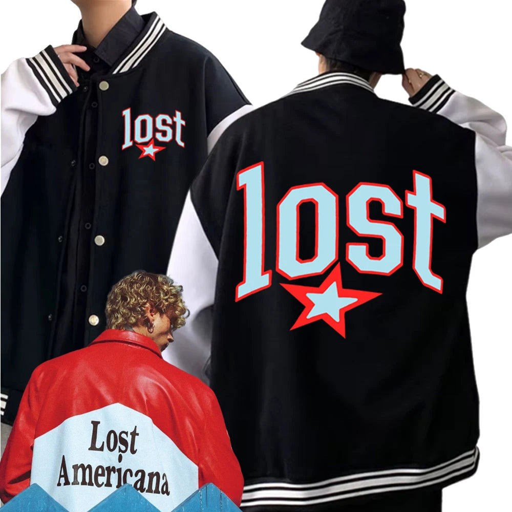 MGK Lost Americana Machine Gun Kelly Baseball Uniform Jacket Women Men Harajuku Baseball Jackets for Fans Gift
