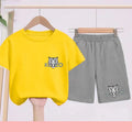 Children's Sportswear Set Featuring Cartoon Animation White T-shirt and Running Shirt Suitable for Cute Boys and Girls Aged3to13