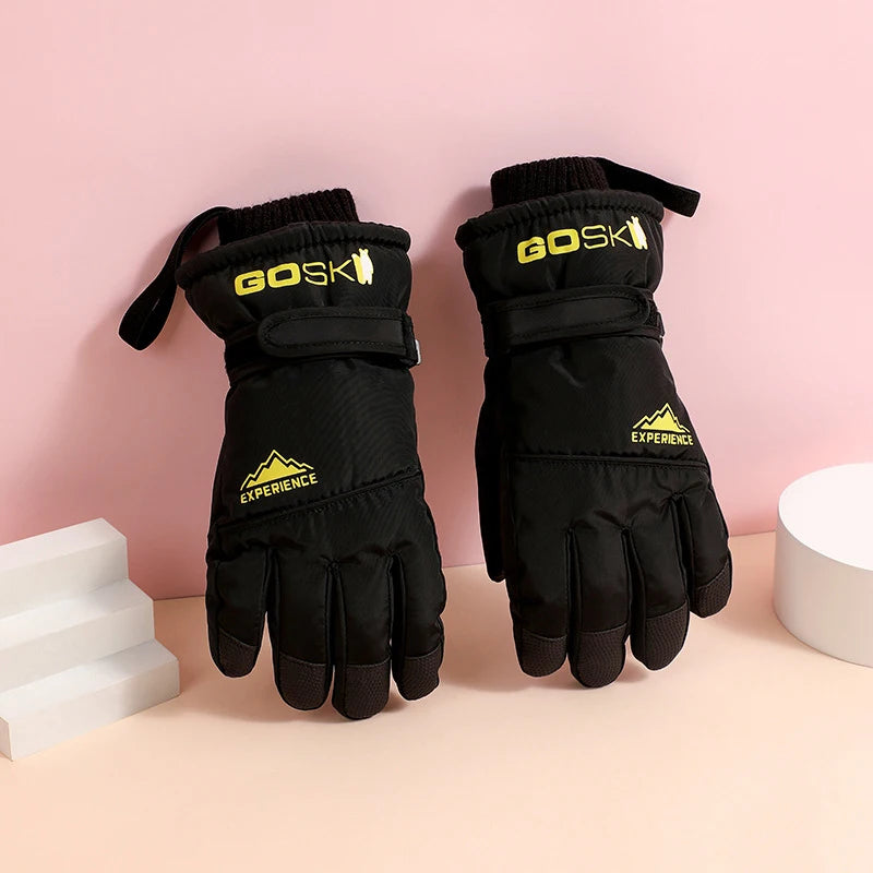 Winter Ski Gloves for Children Warm Thicken Gloves for Boys Girls Outdoor Sports Kids Skiing Riding Mittens Anti Slip