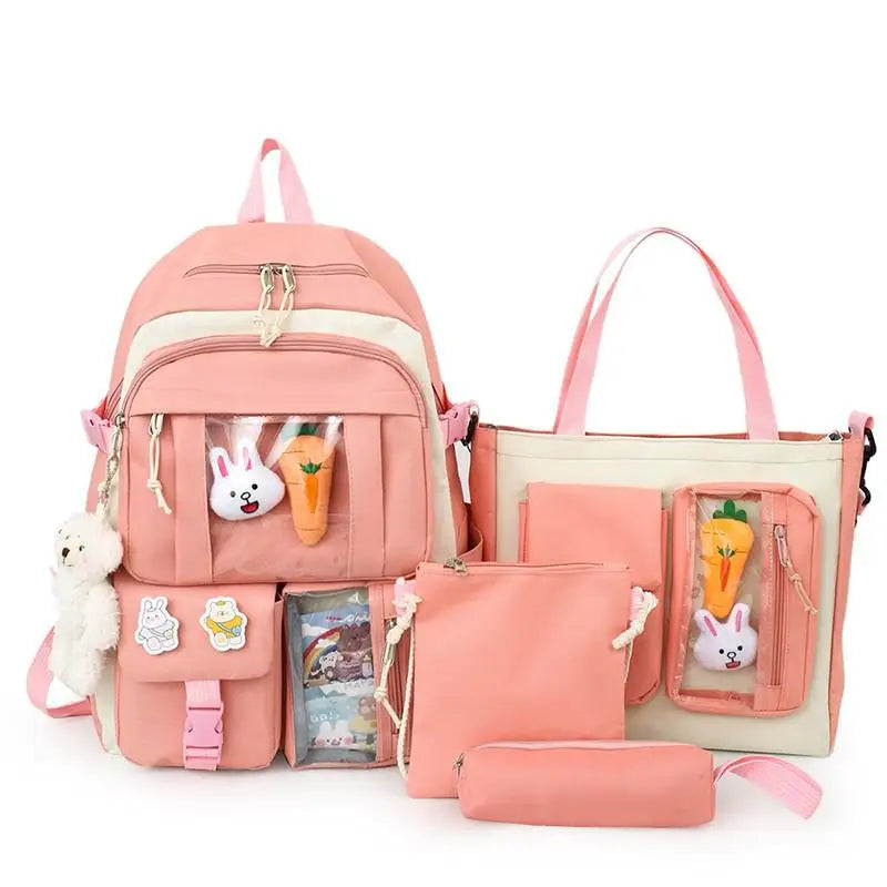 4 Pcs Sets Children's School Backpack Kawaii Women's Backpack Bookbag School Bags for Teens Girls mochilas para niñas 가방 рюкзак