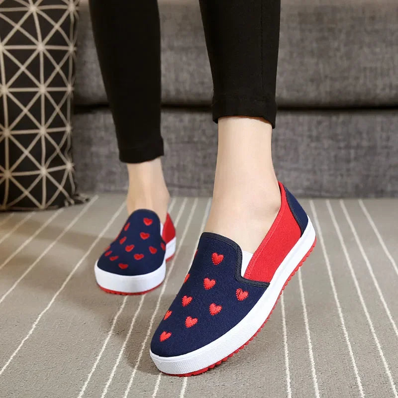 Zapatos De Mujer Women Cute Light Weight Demin Flat Platform Shoes Lady Fashion Sweet Slip on Shoes Teenager Casual Shoes E5286