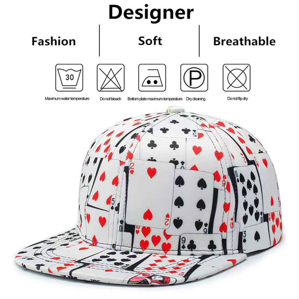 Unisex Poker Card Printed Hip-hop Hats Spring Autumn Outdoor Adjustable Casual Baseball Caps Sunscreen Hat Sports Cap