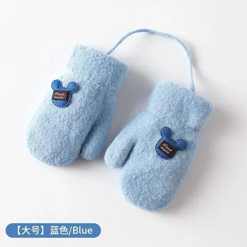 New 1-6 Years Old Baby Mittens Newborn Children Kids Winter Gloves Mohair Plush Thick Boys Girls Gloves Kids Accessories
