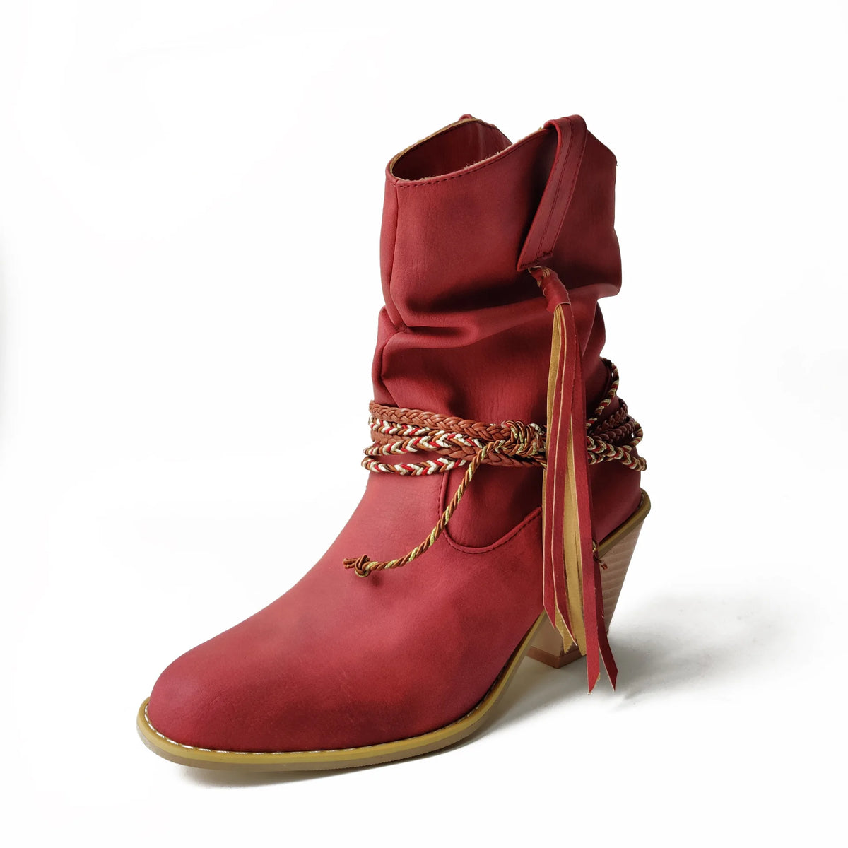 2026 Women's Brown Western Boots Autumn and Winter High Heels Short Boots Retro Pointed Toe Chunky Heels Ankel Boots for Women