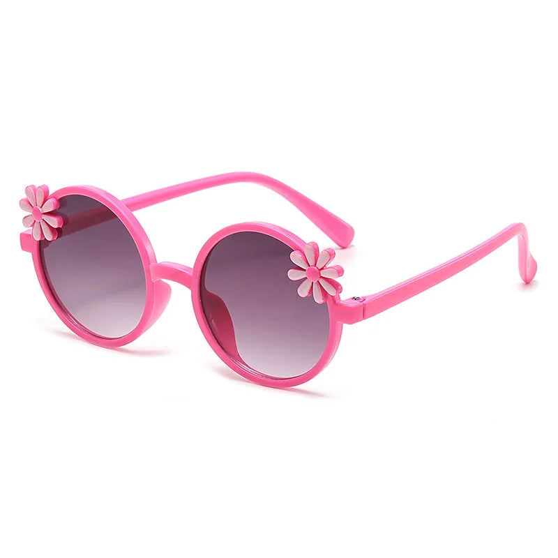 Cute Flower Children Sunglasses Fashionable Uv Protection Round Frame Outdoor Sunshade Kids Sunglasses 2344