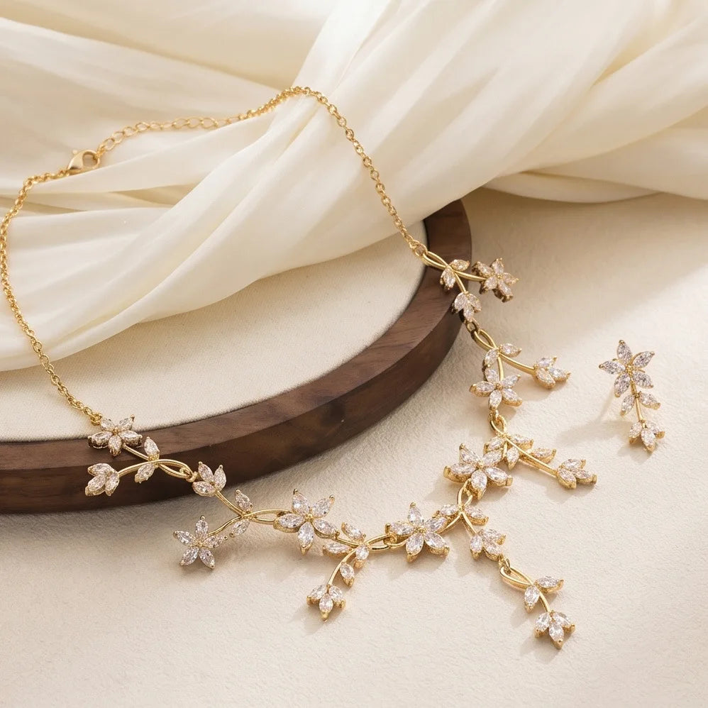Luxury Jewelry Sets For Women Crystal Bridal Necklace Earring Set Party Prom Wedding Bride Necklace Jewelry Accessories Gift