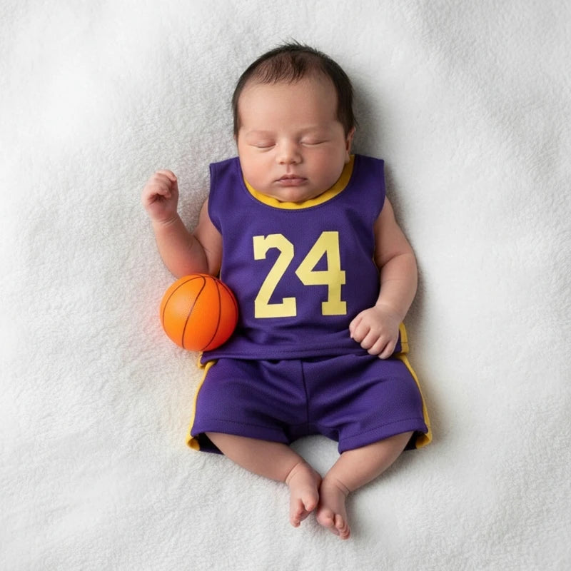 Baby Photography Costume Basketball Clothing Outfit Newborn Photography Props for 0-2 Month Boy Girl Photo Clothes 15UB