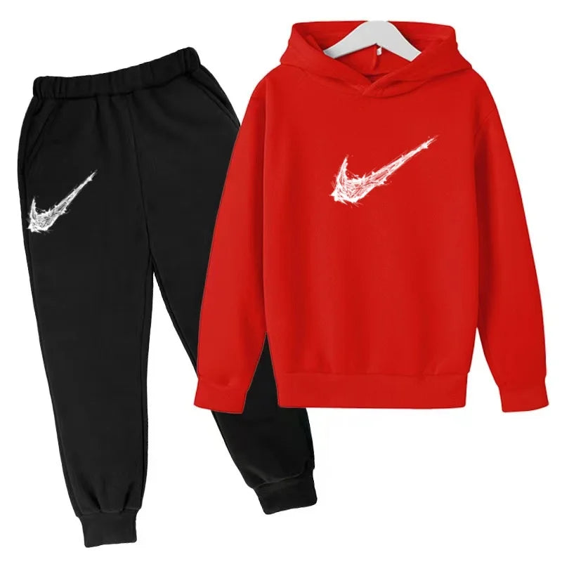 Kids Autumn Winter Hoodie Boy Girl 3-13Yrs Letter Print Clothing Casual Top+Trousers 2P Child Gift Brand Sports Coat Jogging Set