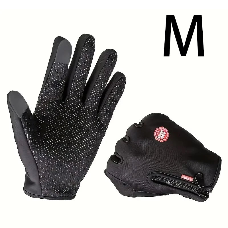 New men's cold-proof and waterproof gloves, anti-slip, warm, with velvet lining, index finger, suitable for outdoor sports, spri