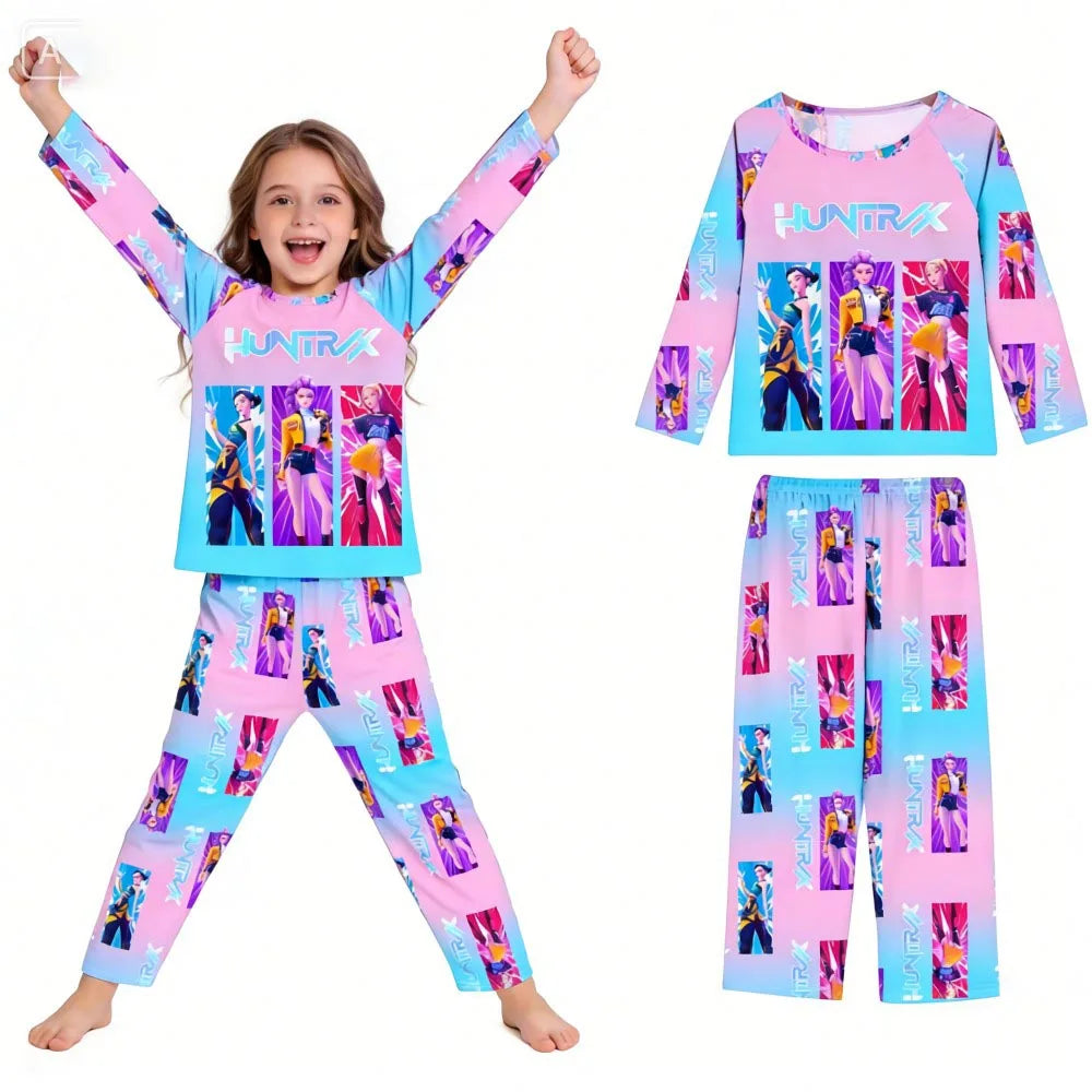 Kids Pajamas Set Long Sleeve Girls Clothing 2pcs Children's Sleepwear Teen Pyjamas Cartoon Boys Nightwear 3-14Y