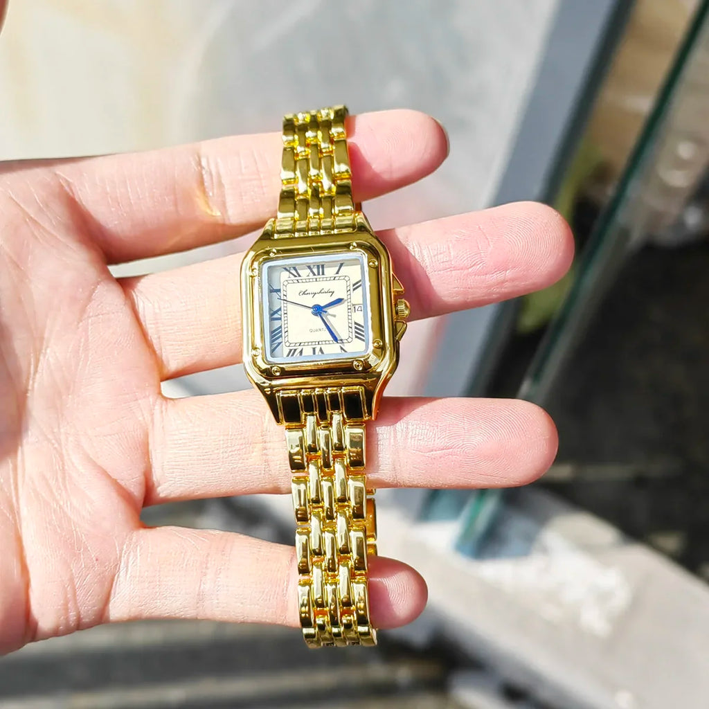Women Watch Square Simple Design Men Quartz Watch Fashion Diamond Stainless Steel Women's Watch Diamond Bracelet