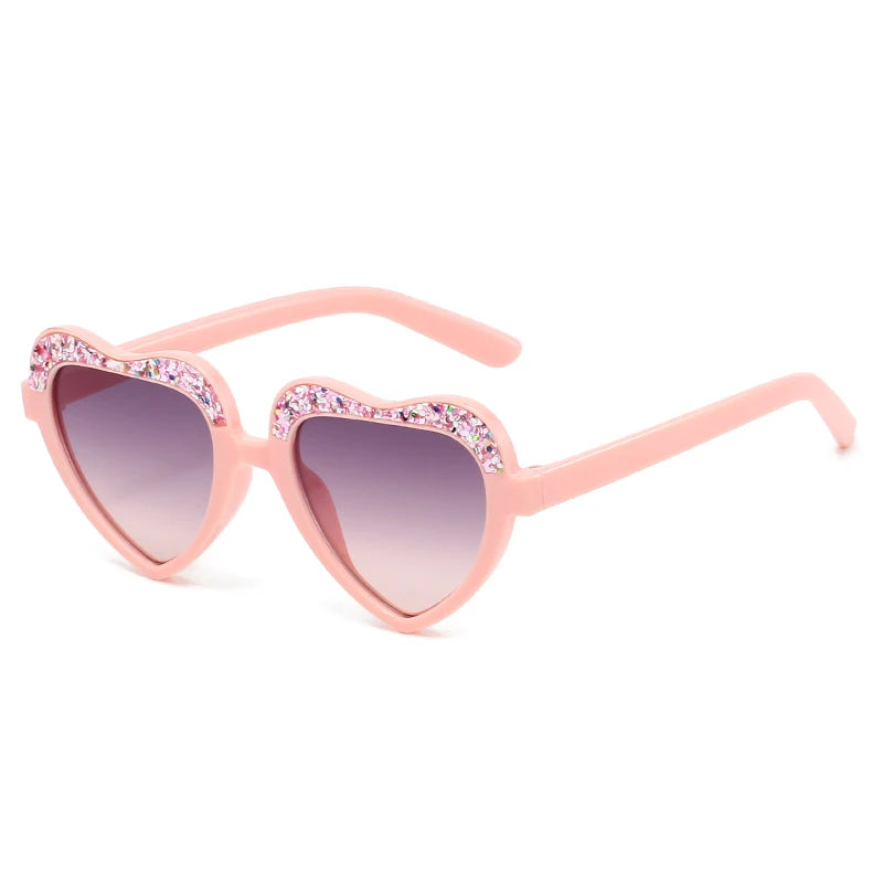 New Fashion Kids Sunglasses Vintage Sun Glasses Trend Retro Love Diamonds Eyeglasses Cute Heart Boys Girls Children Eyewear