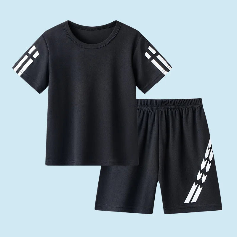 Boys Sportswear Summer Sets Kids Toddler 1 2 3 4 5 6 7 8 9 10 11 12 Years 2026 Mesh Stripes Teen Sports Ouifits Short Track Suit