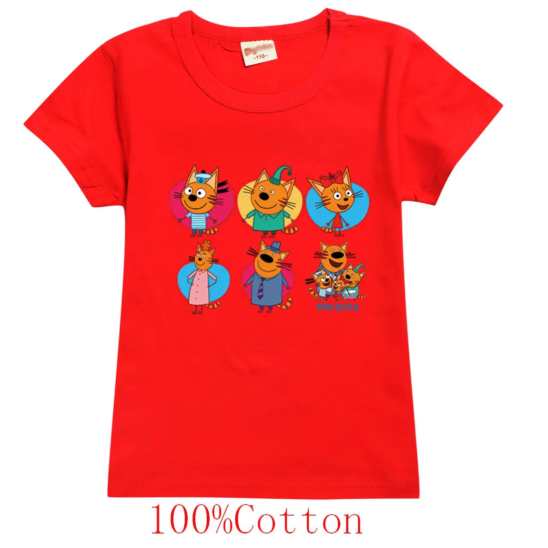 New Cartoon Kid-e-cats T Shirt Kids Three Kitten Russian Print Clothes Boys Summer Short Sleeve T-shirts Baby Girls Fashion Tops