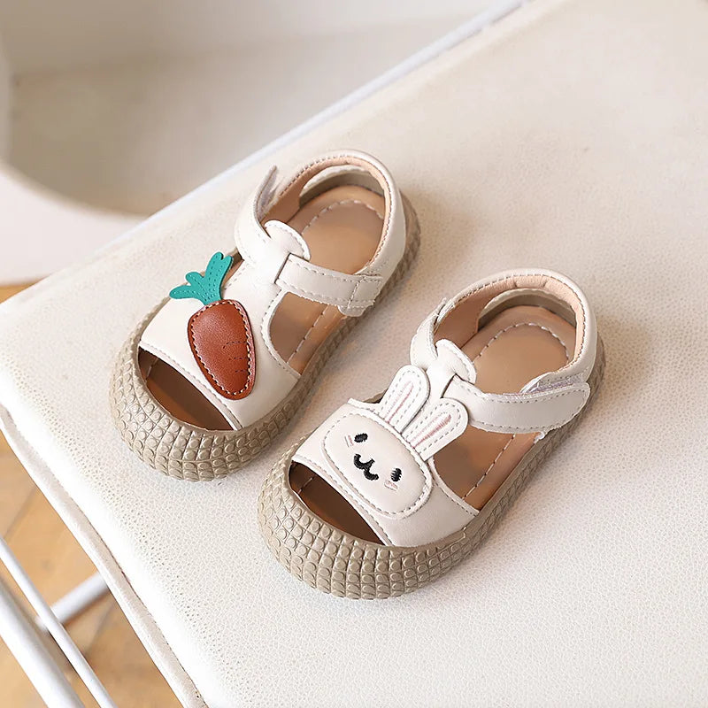 Cute Kid Sandals 2025Summer New Rabbit Girl Shoe Cartoon Girl Sandals Fashion Princess Shoes Soft Sole Boy Sandals Kids Shoes