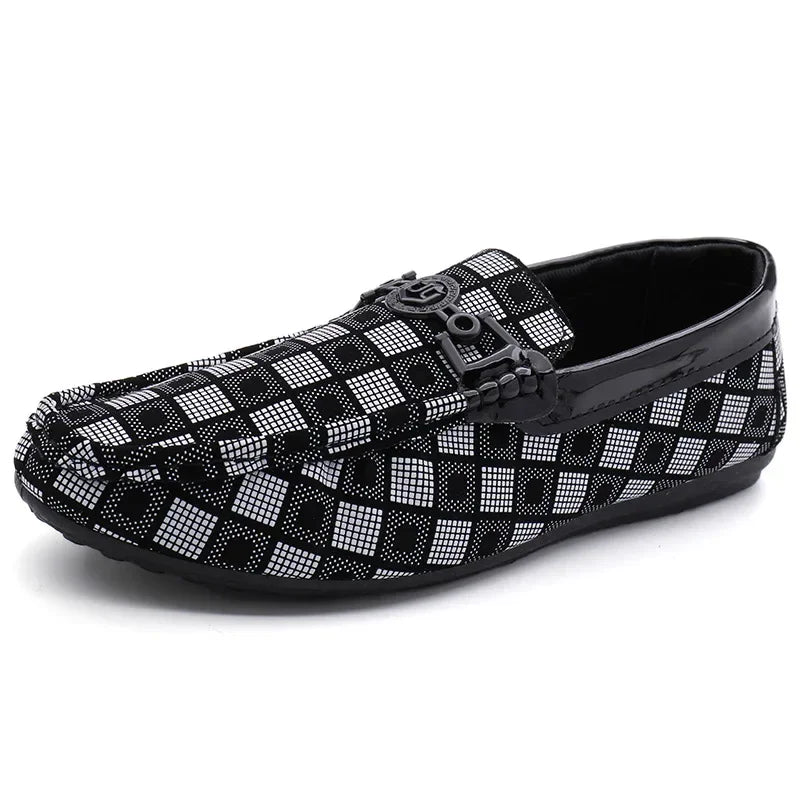 Loafers New Men's Casual Breathable Shoes Comfort Plaid Leather Casual Shoes for Men Slip on Concise Quality Drive Men Sneakers