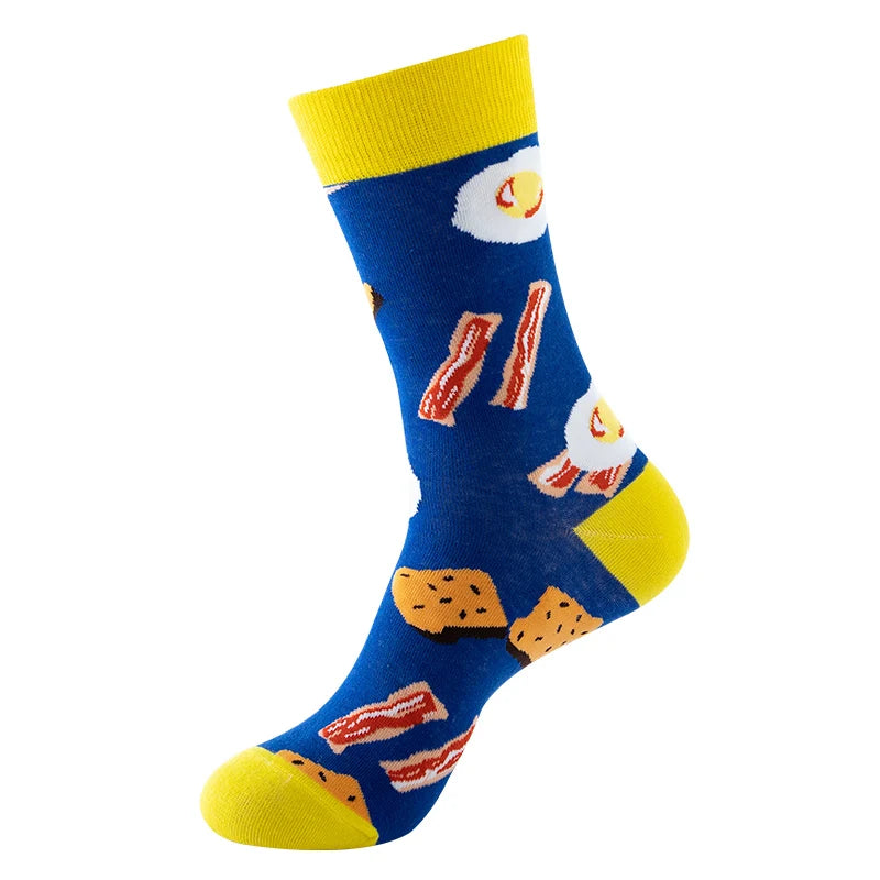 High Quality Funny Socks Women Men Cartoon Socks Seafood Eggs Avocado Sushi Sokken Calcetines Unisex Hip Hop Skateboard Socks
