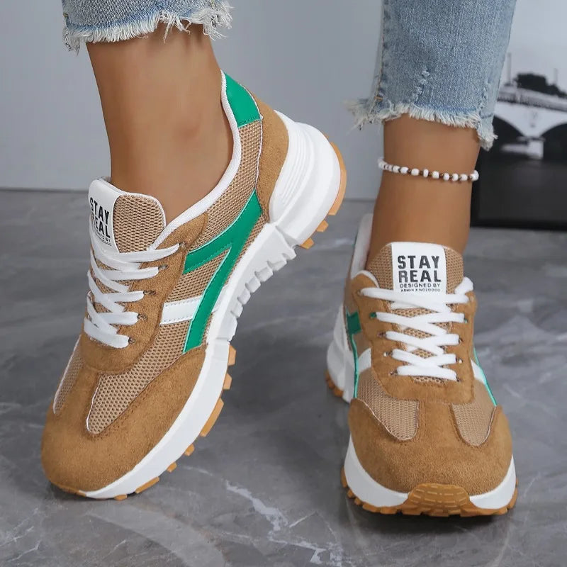 2026 New Women Sneakers Spring Autumn Casual Lace Up Designer Shoes Luxury Platform Loafers Anti Slip Comfort Female Sneakers