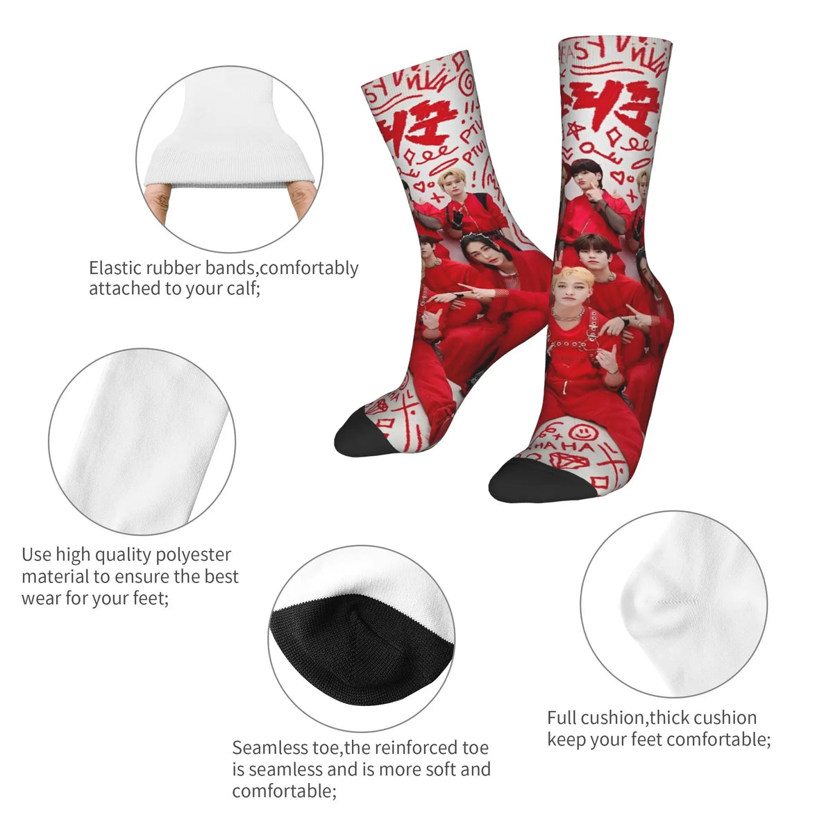 Stockings for Kids  Design Gothic Socks Autumn Socks KPOP S-Strays Band Hyunjin  Felix Bang Chan Men Outdoor Quality Socks