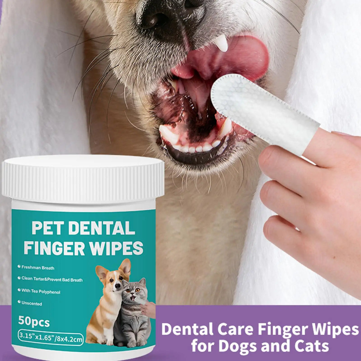 Pet Clean Products Disposable Finger Toothbrush Pet Teeth Cleaning Finger Covers Wet Wipes Dog And Cat Orals Cleaning