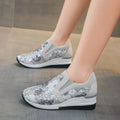 Women's Wedge Sneakers 2026 Spring Autumn Versatile Casual Sequin Design Breathable Casual Thick Sole Women's Vulcanized Shoes